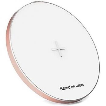 Baseus Flare Plataforma de Carga Rápida Inalámbrica Qi, Wireless Charger, Cargador Pad - Blanco / Rosa Dorado