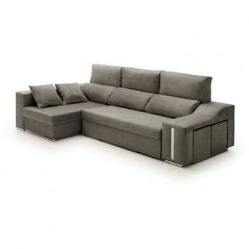 Sofá Chaise Longue Cama con Arcón y Puff Giuliana Tostado Izquierda 264x145x105