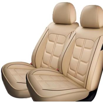 Fundas de asiento de coche de piel sintética impermeables y transpirables para caravanas de 12 a 14 pies (beige) - YADKMG