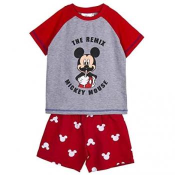 Pijama corto Mickey Mouse rojo niño de 2 piezas (camiseta + pantalón) - Licencia Oficial Disney