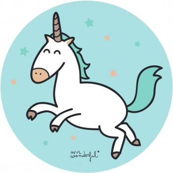 Mr Wonderful Wondee Alfombrilla para Ratón Redonda con Diseño de Unicornio sobre fondo Azul con Estrellas