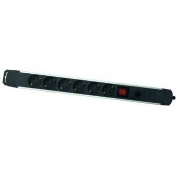 Regleta Elbat de Aluminio con 6 Tomas Schuko, Interruptor On/Off, Protección de Sobrecarga y Cable de 1.50m