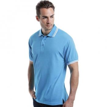 Kustom Kit Contrast Tipped Pique Polo Shirt : Color - Light Blue : Size - M