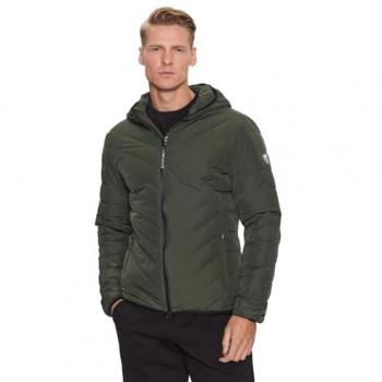 EA7 Men's Green Packable Puffer Jacket with Scarf - Medium