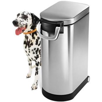 Simplehuman 35L X-Large Brushed Stainless Steel Airtight Pet Food Storage Container with Measuring Scoop