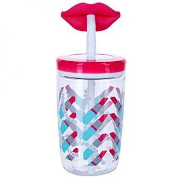 Contigo Funny Straw Botella de Agua, Niños, Rosa, 470 ML