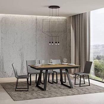 Mesa Extensible 90x160/220 cm Bernadette Roble Natural Estructura Antracita