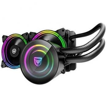 Nfortec Atria Refrigeración Líquida RGB con conector estándar 5v 3 pin y ventilación con 7 aspas, compatible con 10th generación de Intel, Color Negro, 240 mm