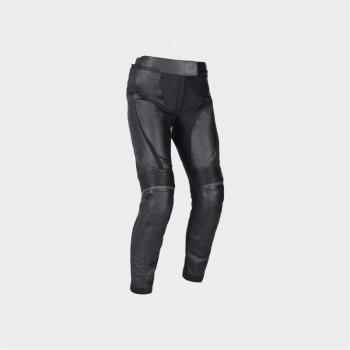 Richa Pantalones de Moto para Mujer Laura Negros - Pantalones de cuero perforados, color negro, talla 34