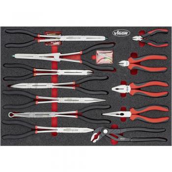 VIGOR V6815N Juego de alicates 12 herramientas 563 mm x 393 mm x 35 mm