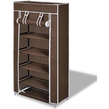 vidaXL Shoe Storage Rack Wardrobe 5 Tier Shelf Organiser Cabinet Portable Holder Brown