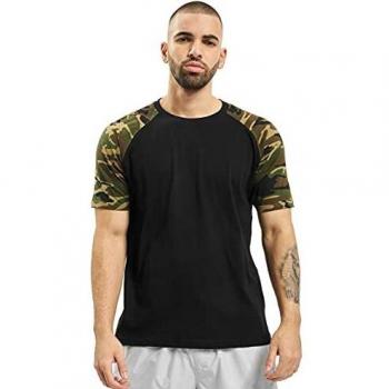 Urban Classic Raglan Contrast T-Shirt - Black/Woodcamo, 100% Cotton Jersey