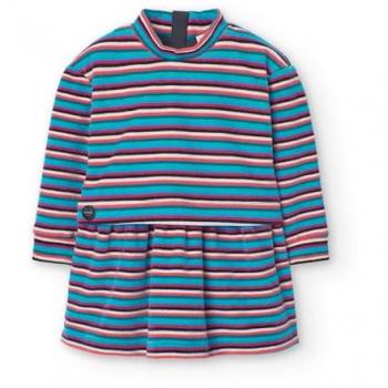 Vestido de bebé niña de terciopelo con rayas multicolor Boboli