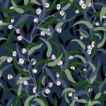 Papel Pintado Vinílico Botánico Floral Azul Saracene Amalfi Saint Honore