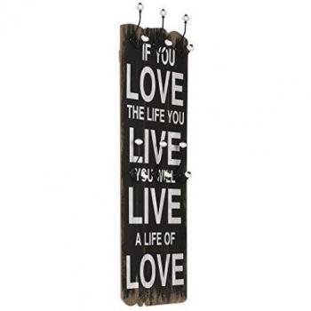 vidaXL Perchero Pared Love Life con 6 Ganchos 120x40cm Decoración Casa Hogar