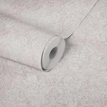 Papel Pintado Vliestapete Mata Hari Barroco Vintage Beige y Granate con Relieve y Brillo, 0.53 x 10.05 m