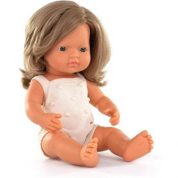 Miniland Dolls Estel 38 cm - Muñeca caucásica rubia artesanal de 38cm con aroma y diseño inclusivo