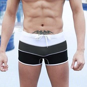 Los hombres de moda Hombre Bañador Tipo Boxer pantalones cortos Bañador Slim Fit con frontal Tie, hombre, 3COLORS, XXL