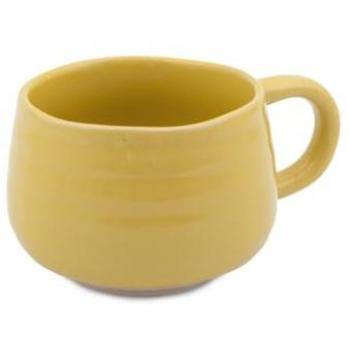 Taza de Café 'Gran Amor' Moteada, Cerámica Amarilla, 375ml, Apta para Lavavajillas y Microondas