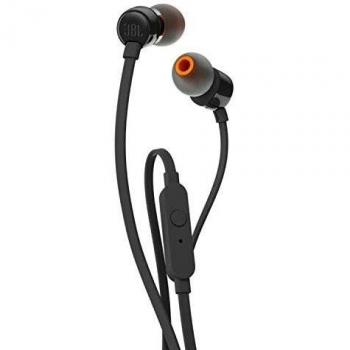 JBL T110 Auriculares In Ear con Pure Bass - Con manejo de un solo botón y micrófono, color negro