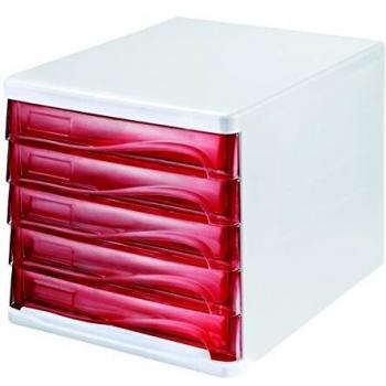 Cajonera Helit The Wave 5 Cajones Blanco/Rojo