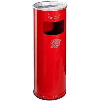 Cenicero combinado y recolector de basura 17 L, acero rojo, Ø 230 x H 660 mm