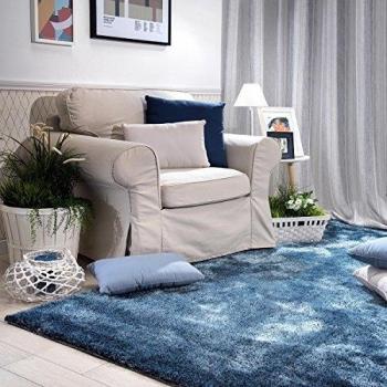 Sancarlos - Alfombra Azul Lisa Sacha Azul - De Pelo Largo - Fácil Mantenimiento - Varias Tallas Disponibles, 170X240 Cm