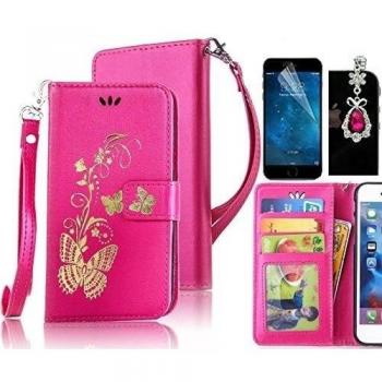 para Sony Xperia M4 Aqua E230 Funda Libro de PU Leather Cuero Suave Con PU Case Silicona - Sunroyal ® Carcasa Con Flip Case Cover, Cierre Magnético, Función de Soporte,Billetera con Tapa para Tarjetas -Diseño de Dorado Oro Mariposa +1xStylus Pen +1x P
