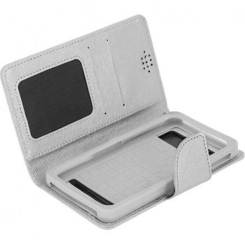 Funda Libro Universal Plateada para Smartphone hasta 152x145x76mm
