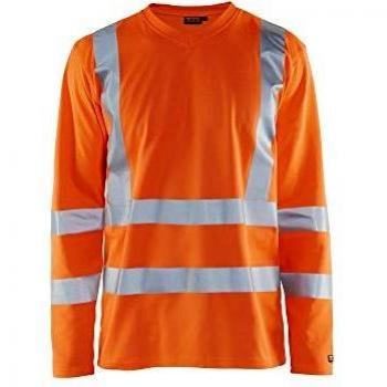 Blaklader High-Visibility UV Long Sleeve V-Neck Shirt, Orange, Size XS
