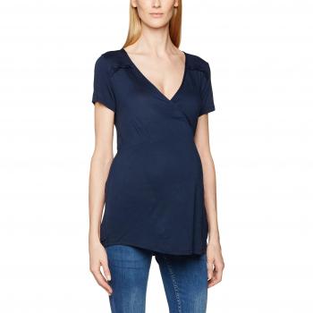 MAMALICIOUS Mommer S/S Jersey Wrap Top, Camisa para Mujer, Azul
