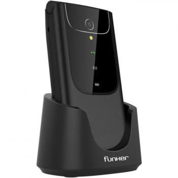 Funker C150 Comfort Easy 4G Teléfono Móvil con tapa para Personas Mayores Negro, incluye botón SOS y base de carga