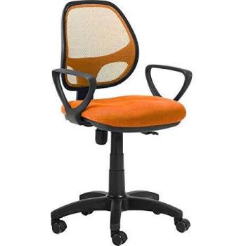 duehome Silla Juvenil, Silla de Escritorio, Silla de Estudio, Modelo Bari, Color Naranja, Medidas: 58 cm