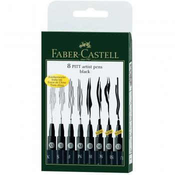 Faber-Castell 167137 - Pack de 8 rotuladores Pitt Artist Pens Black, color negro