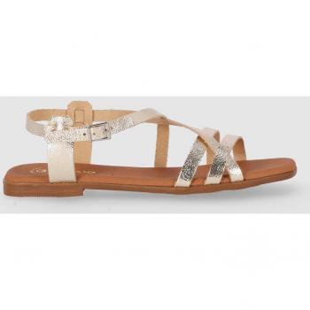 Sandalias Planas de Piel para Mujer Chika10 ST MARQUESA 5316 en color Dorado/Platino/Champán con cierre al tobillo
