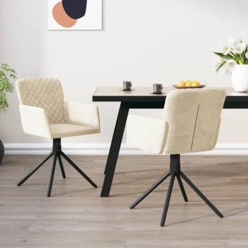 Cream Velvet Swivel Dining Chairs - Set of 2