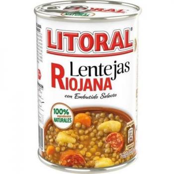 Lentejas a la Riojana Litoral en Conserva de 425g con Menos Grasas y Sal