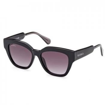 Max & Co Women's Oversized Polarized Sunglasses with Smoky Grey Lens, Shiny Black, Size 52 MM