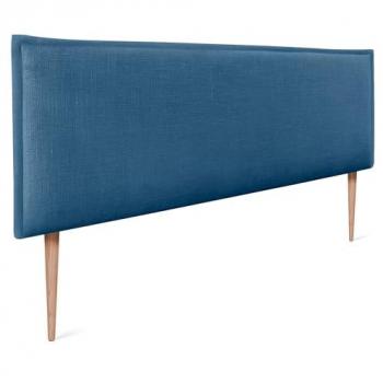 Cabecero Tapizado de Lino Natural Azul Marino 160x105cm con Ribete y Patas para Camas 150/160