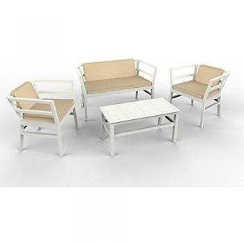 4-Person Click-Clack Polypropylene Sofa and Coffee Table Set