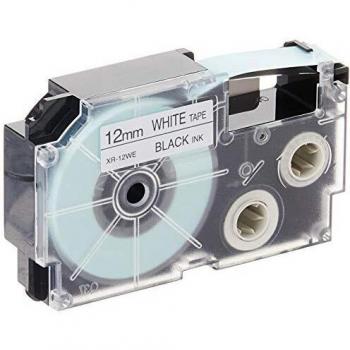 Casio XR-12WE1 - Cintas para etiquetadoras, color negro/blanco