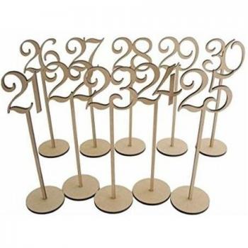 Pixnor Número de madera de mesa de boda palos con Base de 8 x 35cm 21-30