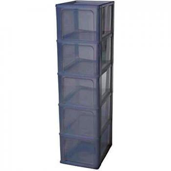 Iris Ohyama OCH-2500, Torre de Almacenamiento con 5 cajones-Organizer Chest-OCH-2500, plástico, Blanco satén/Transparente, 65 L, 26 x 35,5 x 99,5 cm, 5 x 13 L
