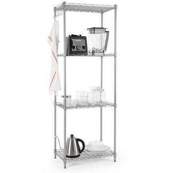 Cozzine Estantería Metálica de Almacenamiento y Organización, 4 Baldas con Alturas Ajustables y 5 Ganchos Laterales, Estantería de Metal de Almacenamiento, 34.00 x 54.00 x 150.00 cm