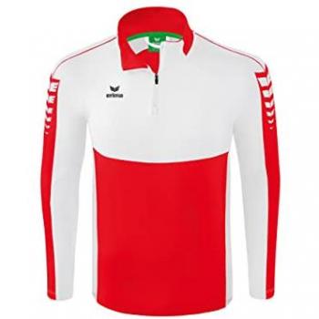 Sudadera Erima Six Wings con Media Cremallera para Entrenamiento - Rojo y Blanco - Talla XXL