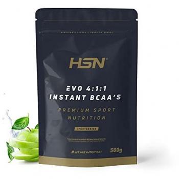 BCAA 4:1:1 en polvo de HSN | Sabor Manzana 500 g | 100 Tomas por Envase de 4 Gramos Aminoácidos Ramificados (Leucina + Valina + Isoleuc