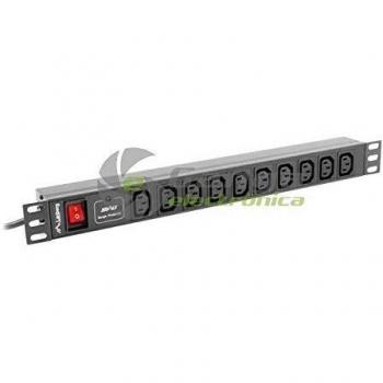Unidad de Distribución de Alimentación Lanberg PDU-10I-0200-IEC-BK, 10 IEC C13, Potencia Máxima 2500W, 16A, 1U - Negro