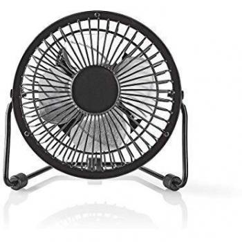 NEDIS Ventilador de Mesa Miniventilador Metálico - Diámetro de 10 cm - Rotación de 360° - Alimentación USB - Negro Negro 1.00 m