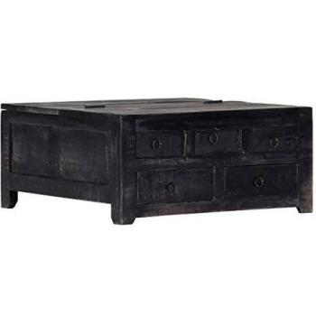 SengentoStyle Salontafel 65x65x30 cm massief mangohout zwart
