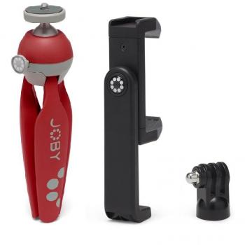 Joby HandyPod 2 Kit - Mini trípode de mesa con soporte GripTight 360 para smartphones y cámaras de acción, hasta 1 kg, rojo